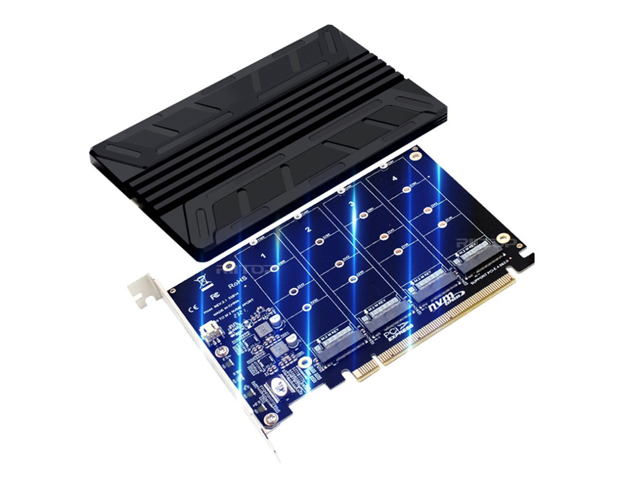 4 ports nvme to pcie 16x adapter card