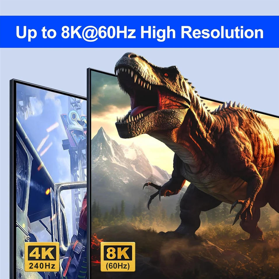 8K@60Hz 4K@120Hz Dual Monitor HDMI + Displayport KVM Switch 2 Monitors 2 Computers, USB 3.0 HDMI DP
