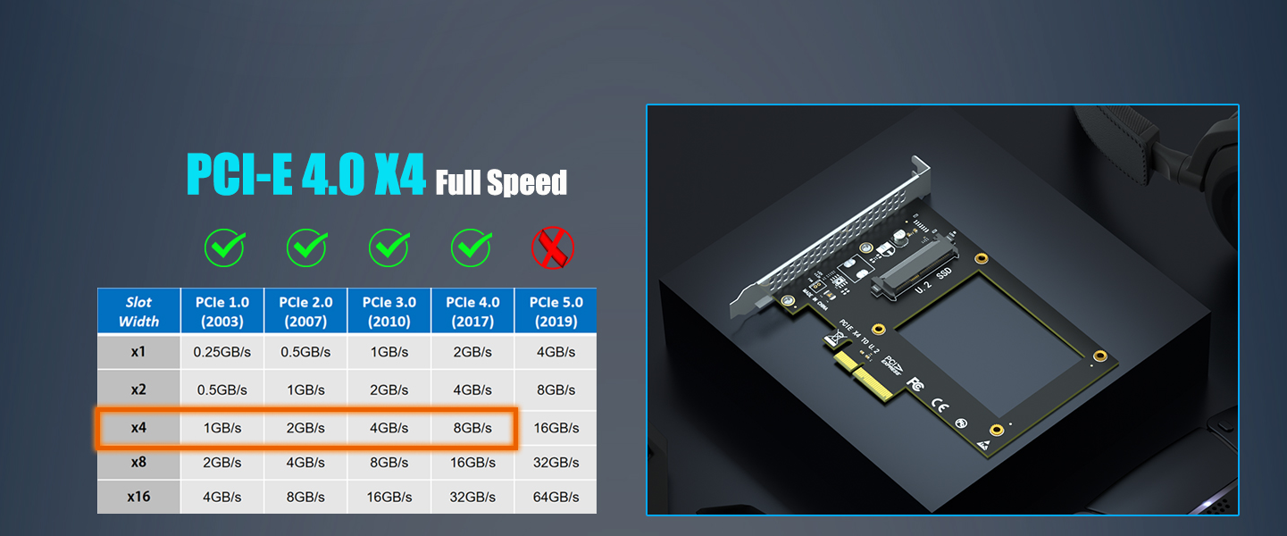 U.2 to PCIe 4.0 X4 Adapter