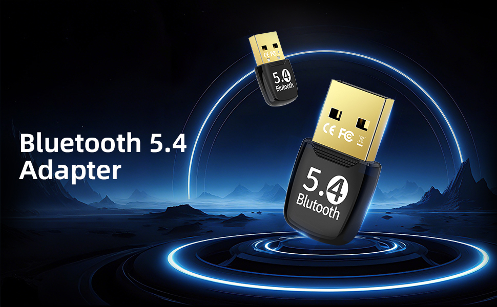 USB Bluetooth Adapter for PC Bluetooth 5.4 Dongle Receiver, Plug & Play Bluetooth 5.4 Adapter