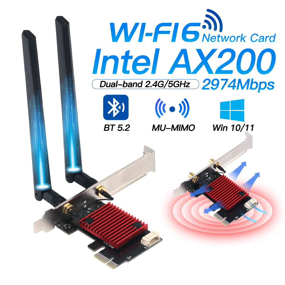 DERAPID PCE-AX200R Wifi Card PCIE Wi-Fi 6 Adapter AX3000Mbps Network ...