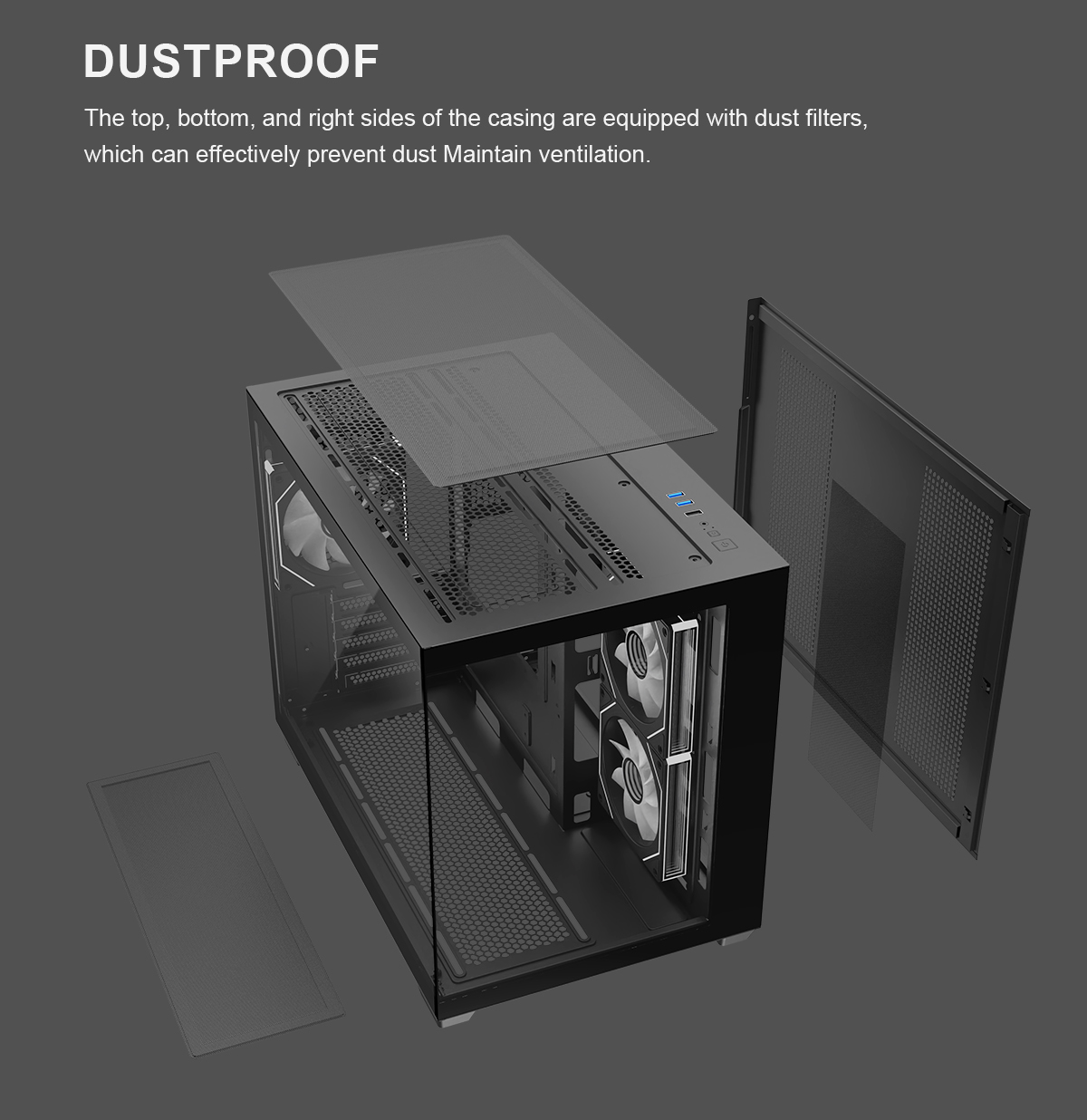 DIYPC ARGB-DC120-TM Black USB3.0 Tempered Glass Micro ATX Gaming Computer Case