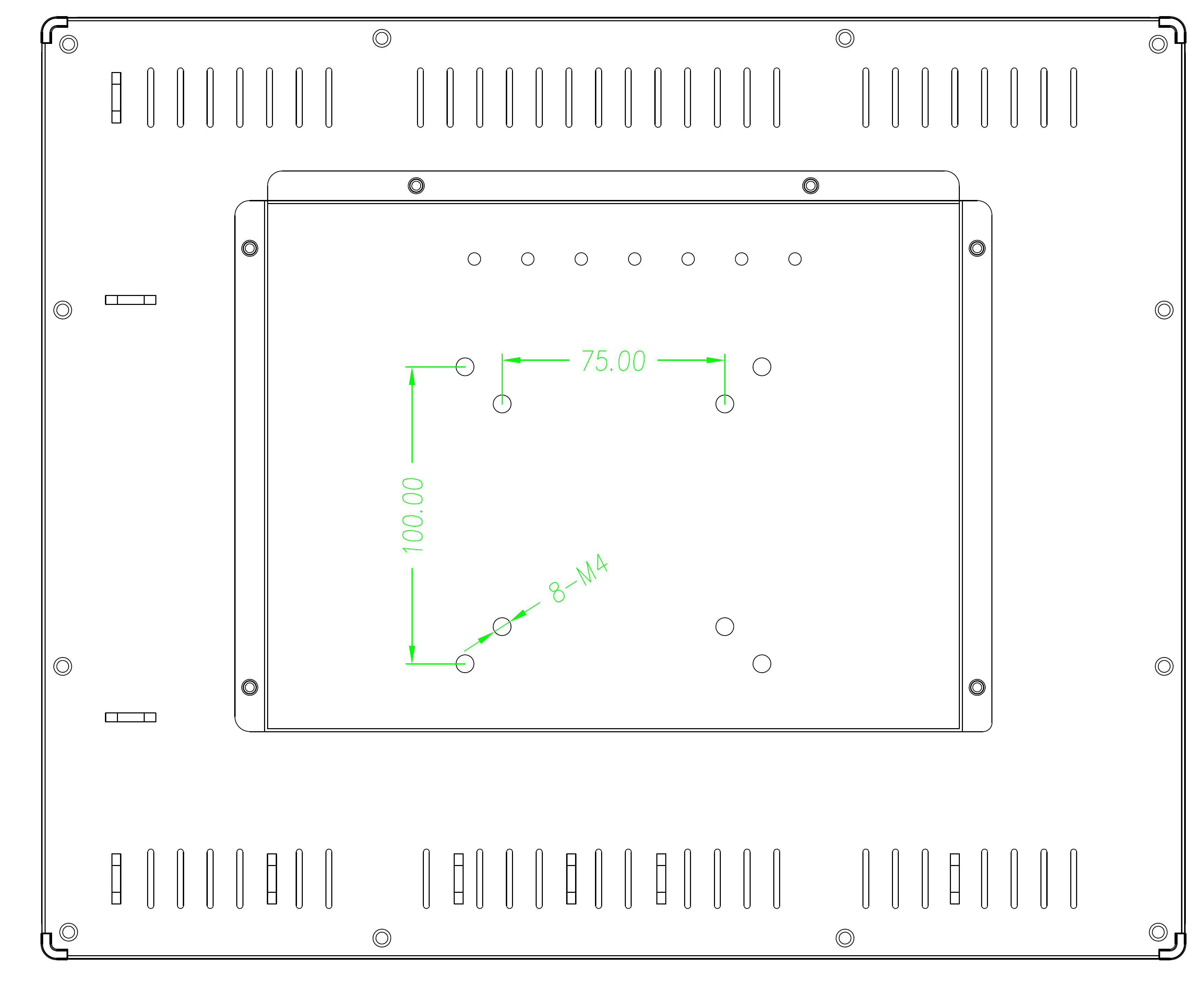 back drawing for 17 inch open frame P-cap touch monitor