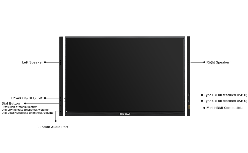 ZEUSLAP P16K 16 Inch Portable Monitor, 2.5K 144Hz 100%sRGB IPS Screen ...