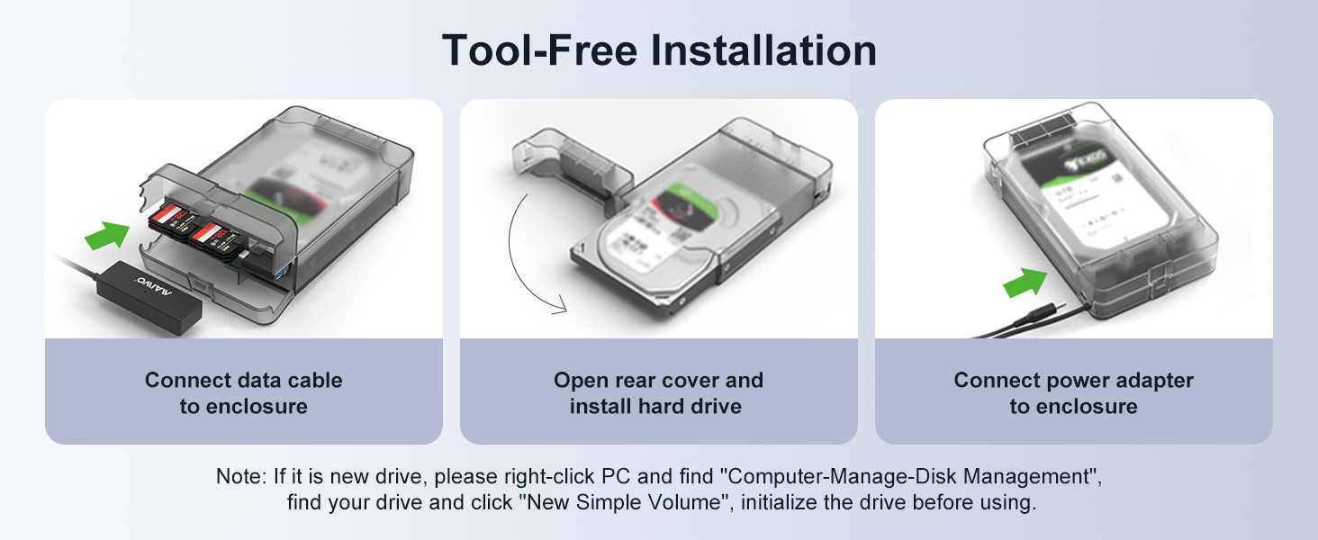 MAIWO Tool-Free 2.5/3.5 USB 3.0 External Hard Drive SSD Enclosure