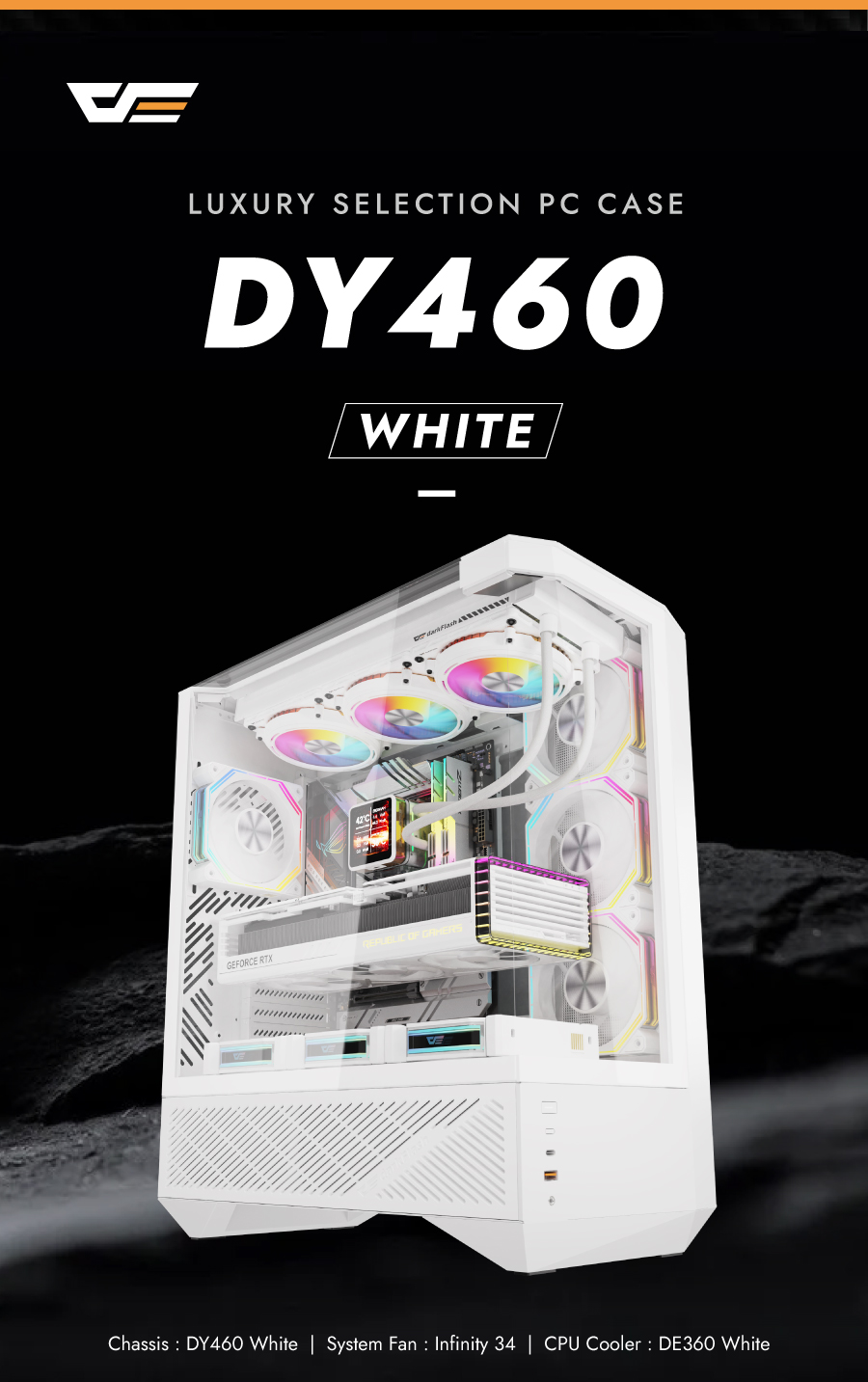 darkFlash DY460 ATX PC Case White