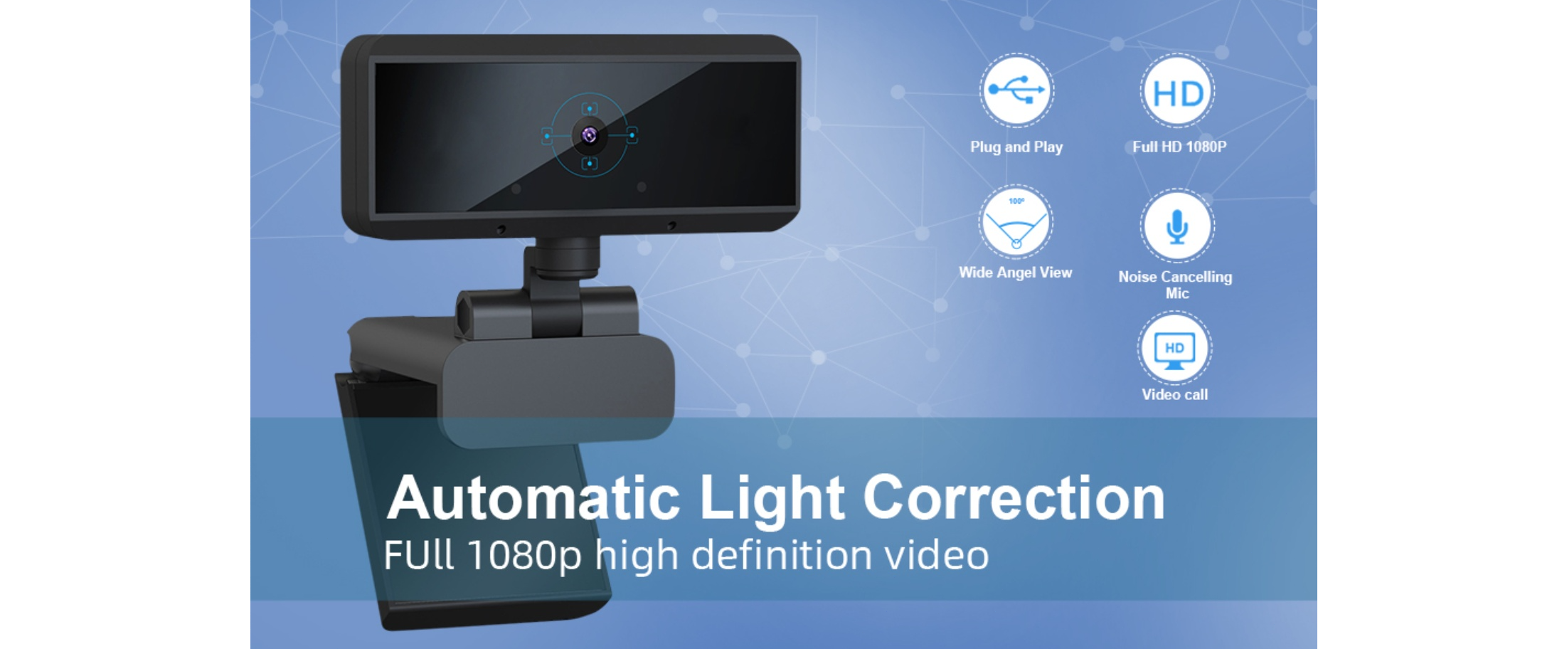 1080P webcam, auto light correction