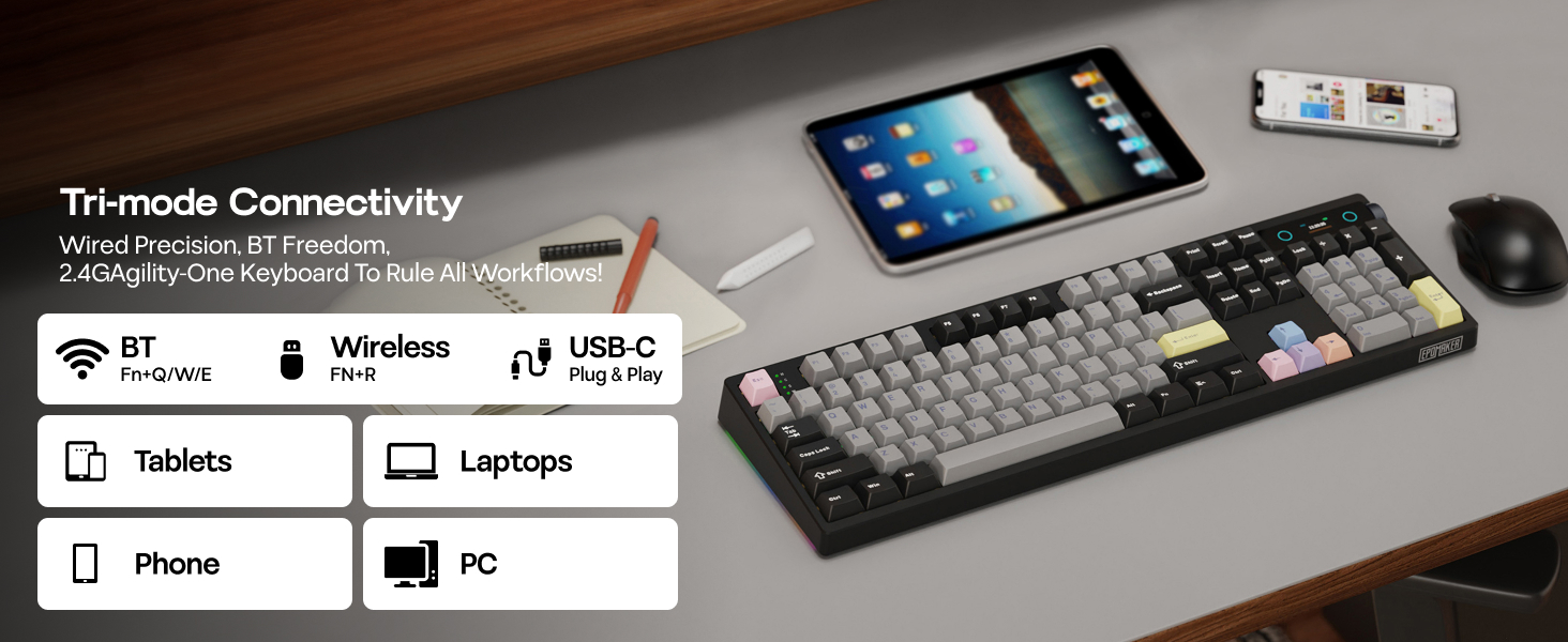 EPOMAKER TH108 PRO Full Size Mechanical Keyboard Tri-Mode