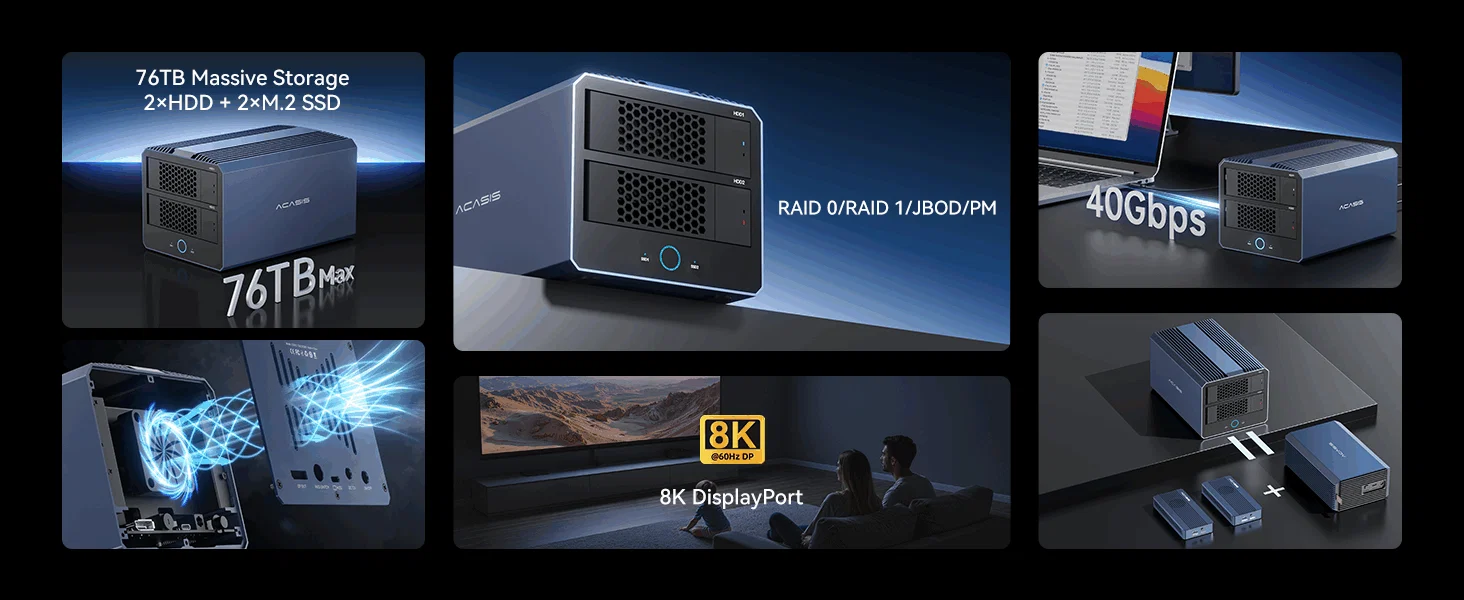 76TB Massive Storage   2×HDD + 2×M.2 SSD