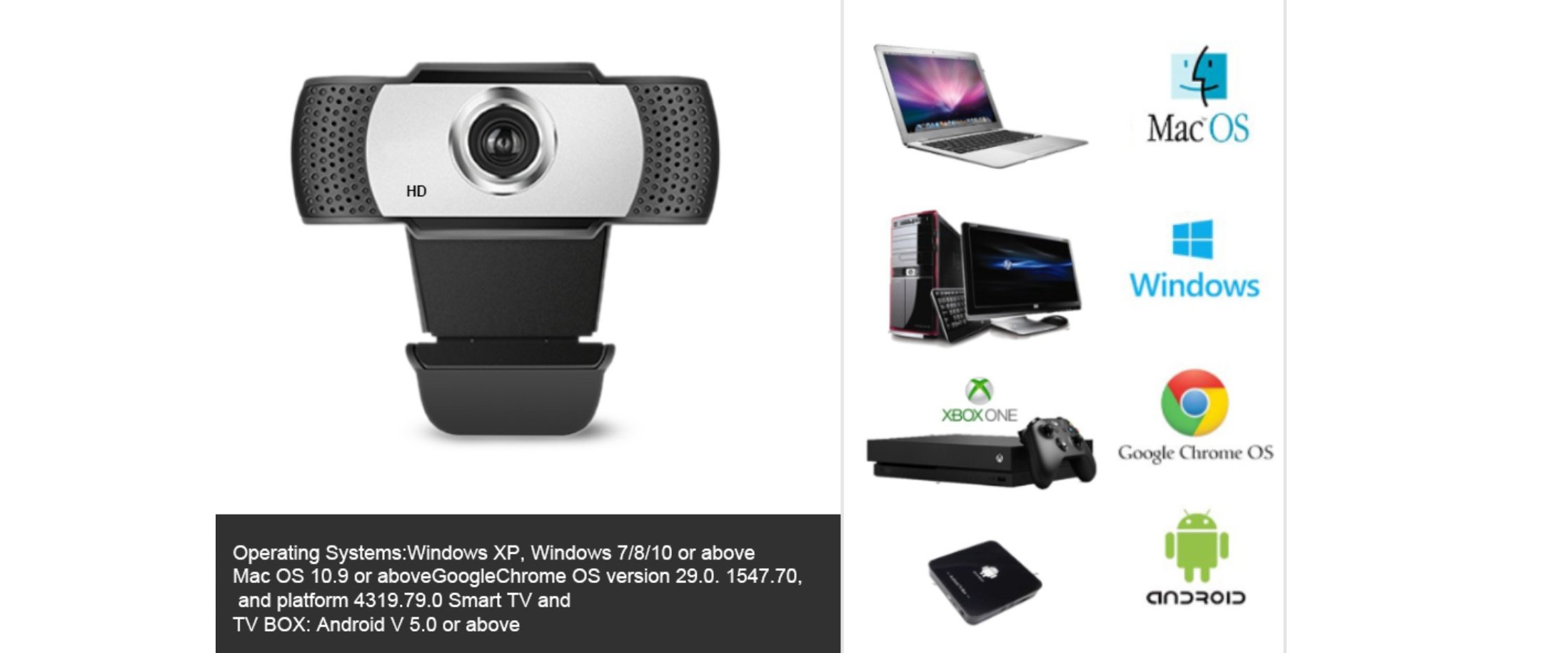 Webcam compatible with multiple systems