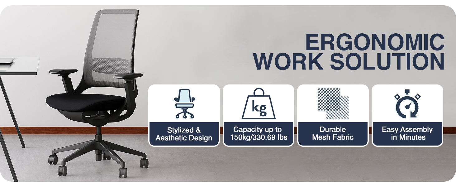 supportive mesh office chair, ergonomic task chair with lumbar support, modern home office chair
