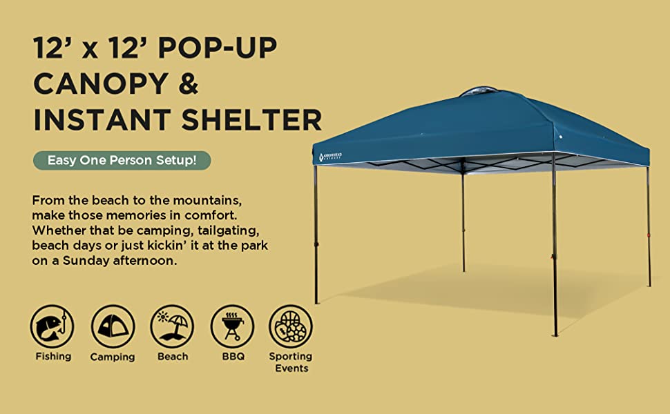 ARROWHEAD OUTDOOR 12x12 PopUp Canopy & Instant Shelter, Easy One