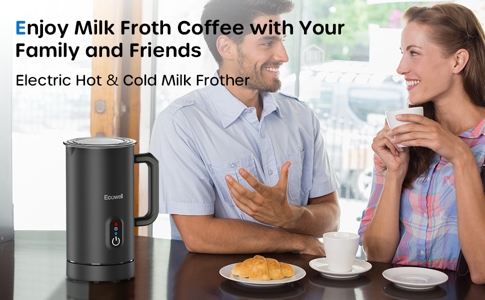 ECOWELL Milk Frother, Frother for Coffee 4 in 1, Milk Steamer Warm and Cold Foam Frother, Milk Steamer and Frother for Latte, Macchiato, Cappuccinos