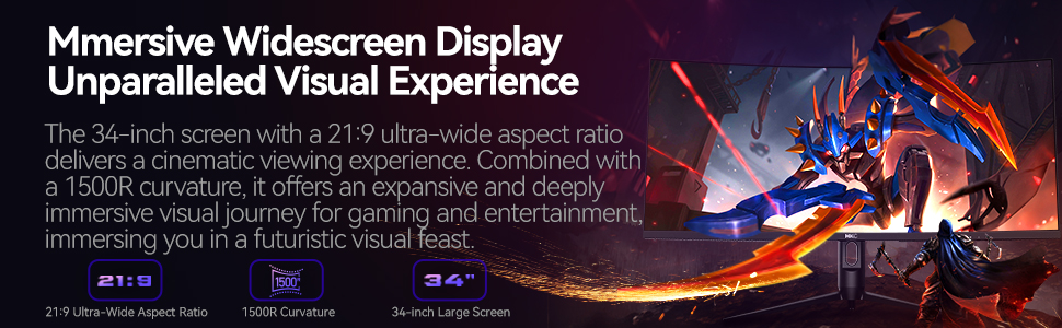 HKC CG345UK Curved Gaming Computer Monitor