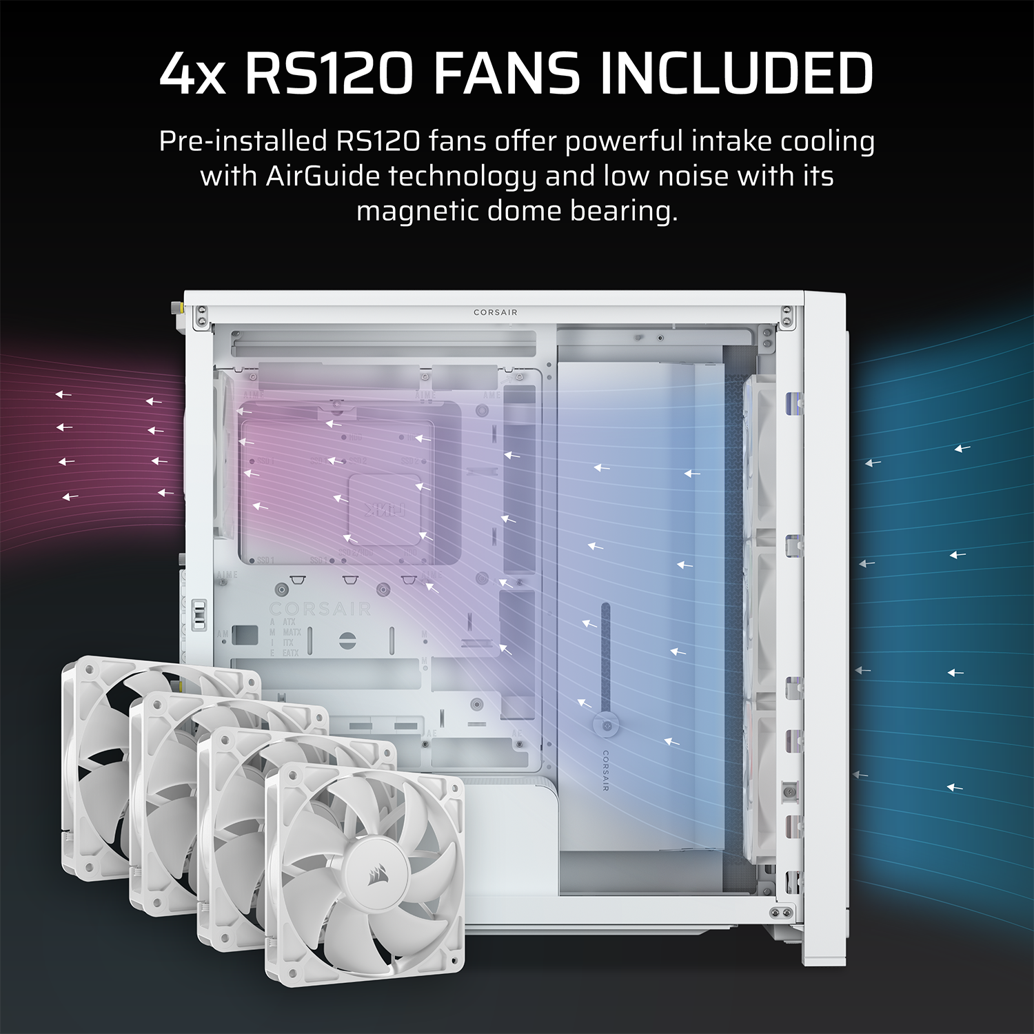 CORSAIR 4000X RS Mid-Tower PC Case - White