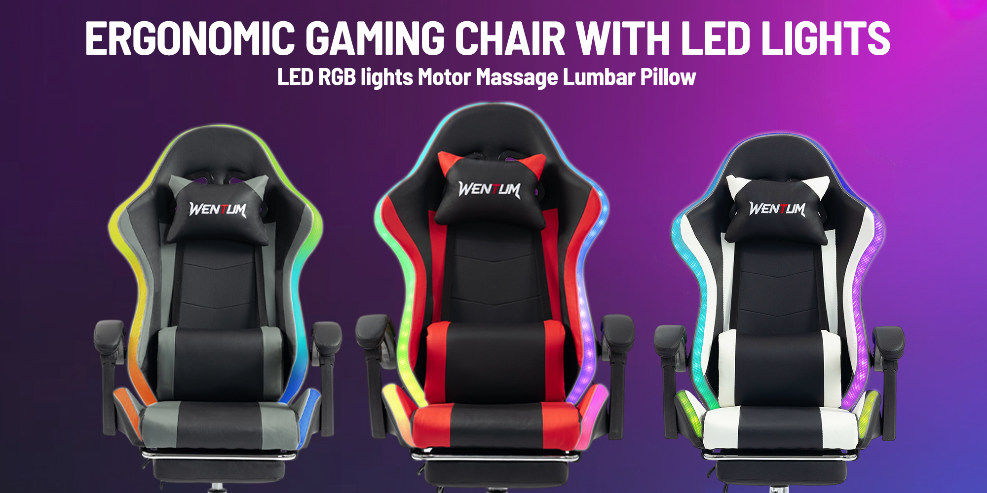 ERGONOMIC GAMING CHAIR WITH LED LIGHTS