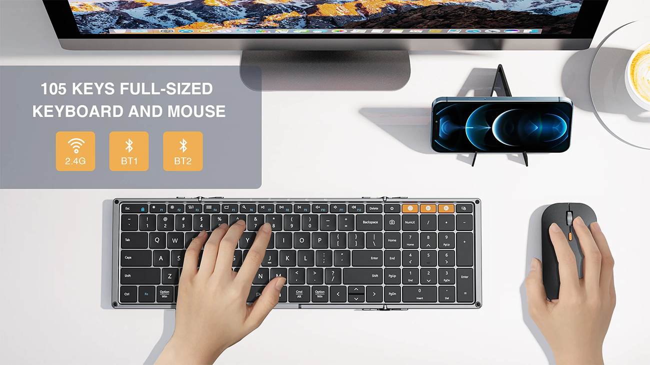 ProtoArc® XKM01 Foldable Bluetooth Keyboard and Mouse Combo