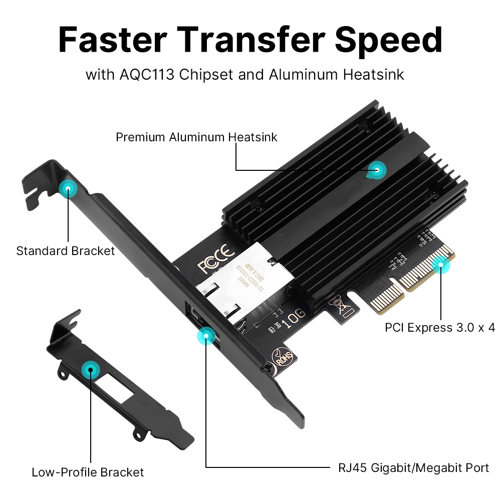 10Gbps PCI Express Network Card RJ45 to PCIE Card