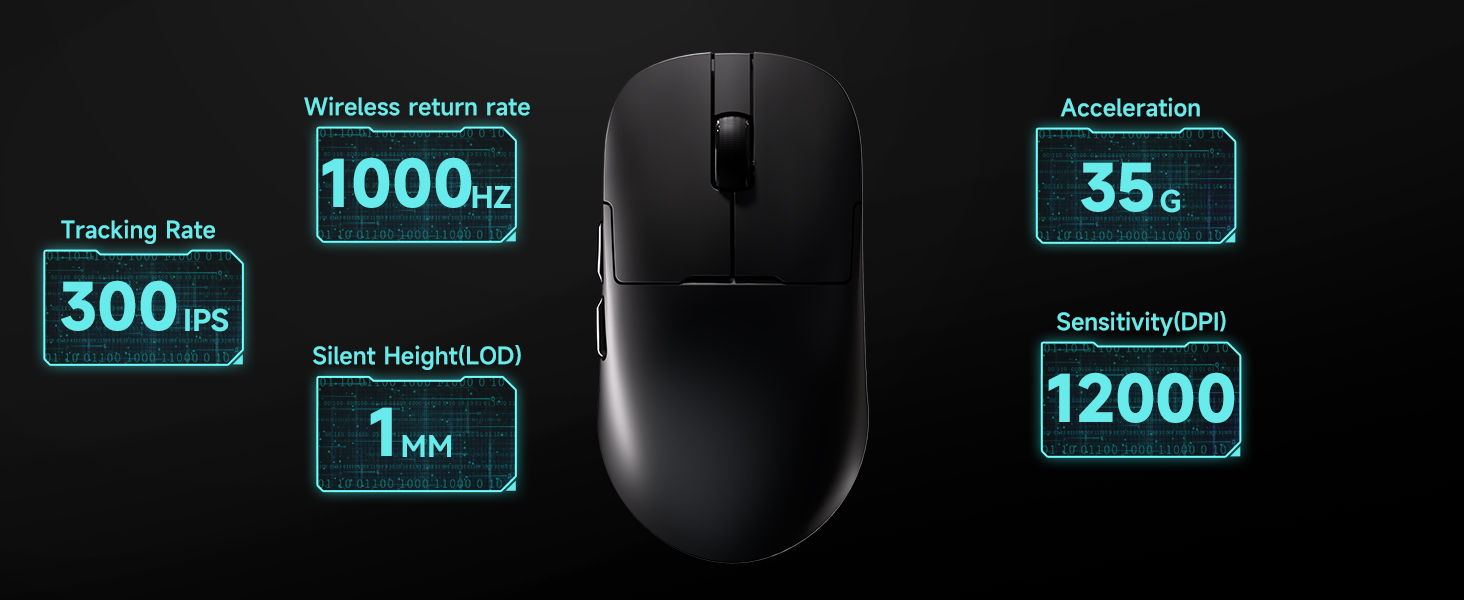 Gaming Mouse, AJ159P MC Wireless Gaming Mice with RGB Charging Dock, 56 g Lightweight Programmable T