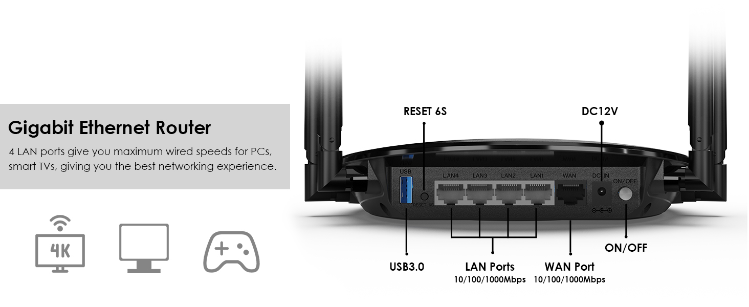 WAVLINK AC1200 Dual Band 5 GHz + 2.4 GHz WiFi Router, Wireless Internet ...