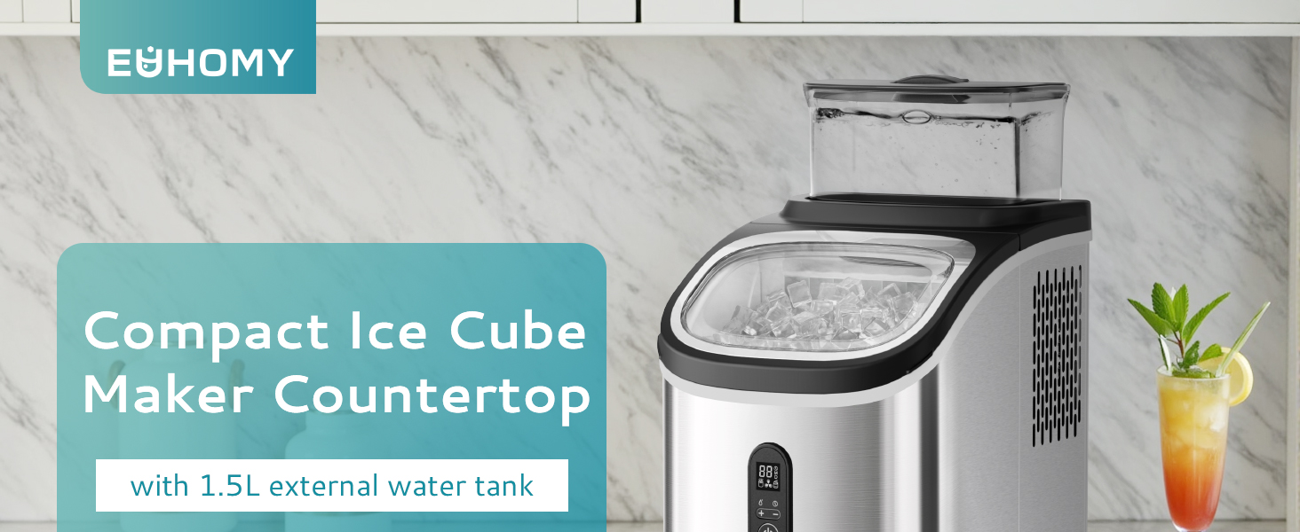 Euhomy IM005CSI Silver Countertop Portable Cube Ice Maker