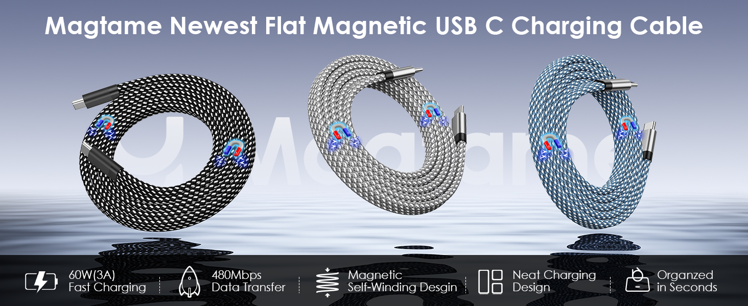 Magtame Newest Flat Magnetic USB C Charging Cable