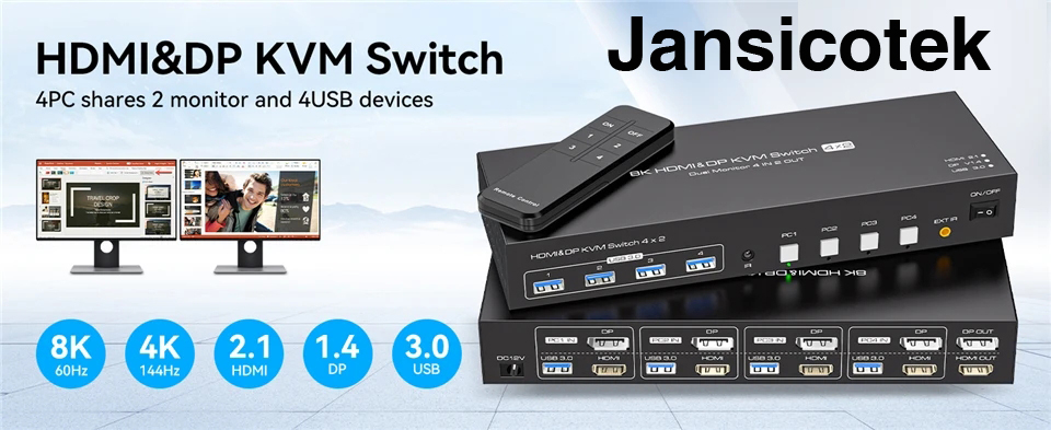 HDMI+Displayport Dual Monitor KVM Switch