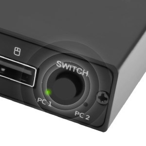 The 4K KVM switch supports one-button switching. You can easily and quickly switch between two compu