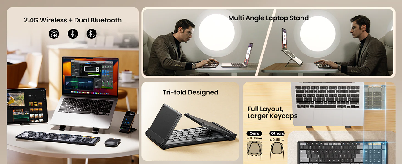 ProtoArc® XKM01 CaseUp Foldable Keyboard Mouse Combo