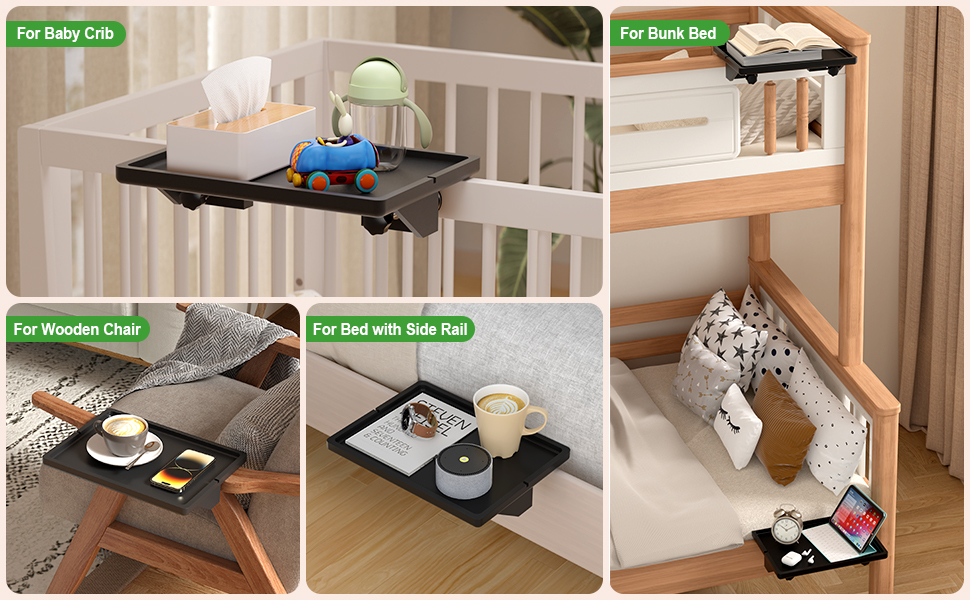 Bedside Shelf, Bamboo Bedside Table for Bunk Bed, College Dorm Room Essentials