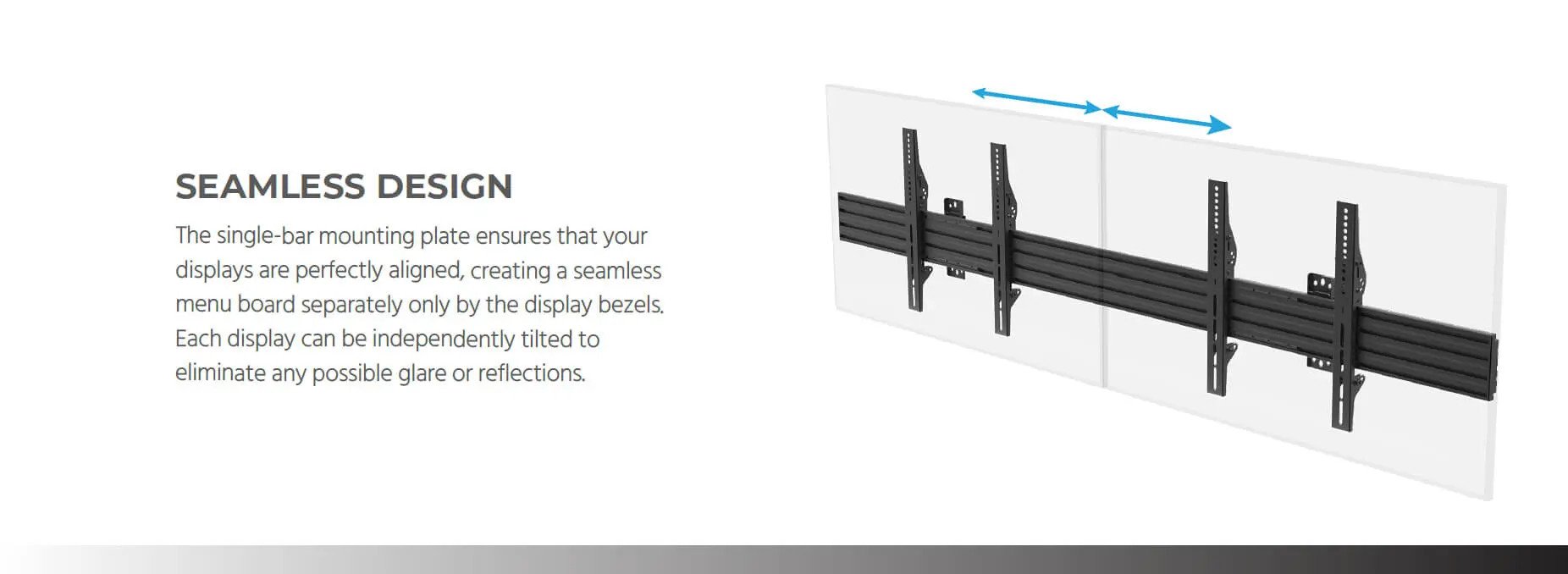 2x1 Display Adjustable Tilt Menu Board TV Wall Mount for LED Screens between 32in to 65in, Max Weigh