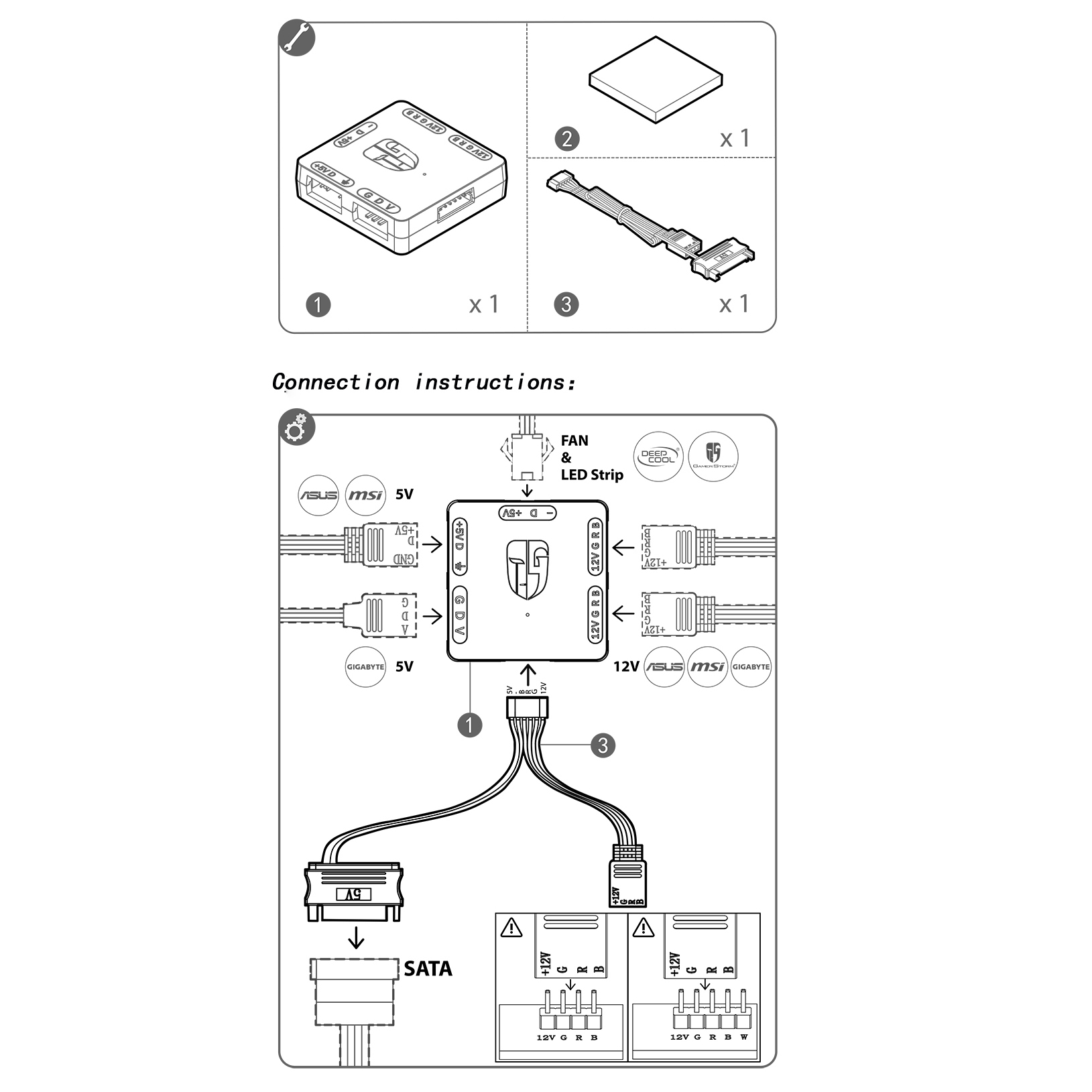 Deepcool RGB Convertor Convert 3 Pin (+5V) ARGB Fans to 4 Pin (+12V)  RGB