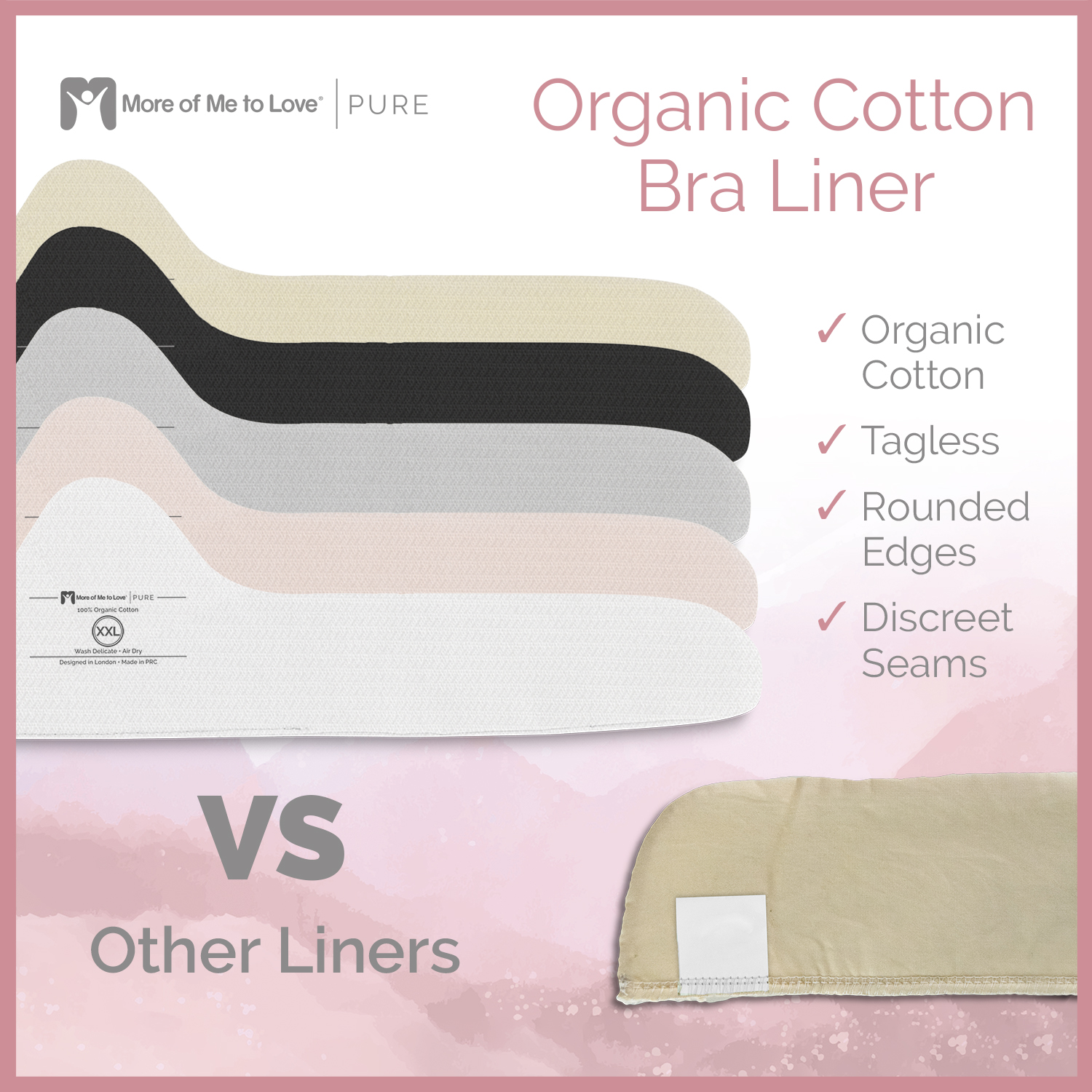 More of Me to Love Organic Cotton Bra Liner 4-Pack X-Large (Pearl