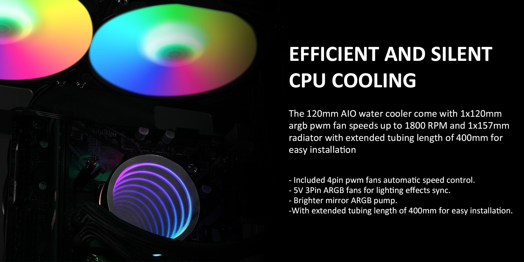 KEDIERS 240mm AIO RGB CPU Liquid Cooler Rotating Infinity Mirror Desig