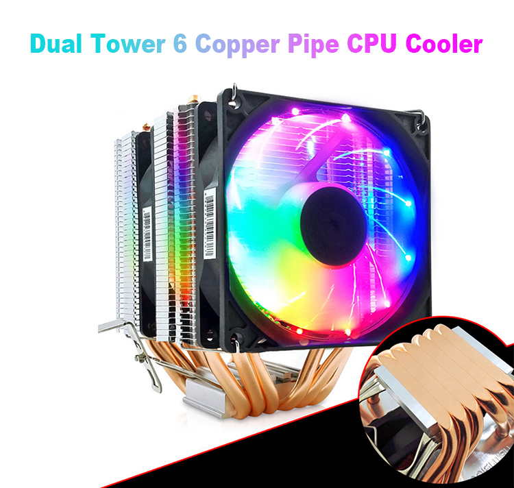 Dual Tower 6 Copper Pipe CPU Cooler