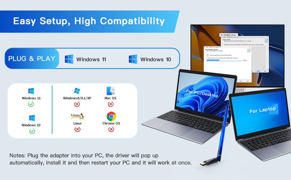 1.AX909B is equipped with the latest Bluetooth 5.4, offering enhanced security, reliability, and bac