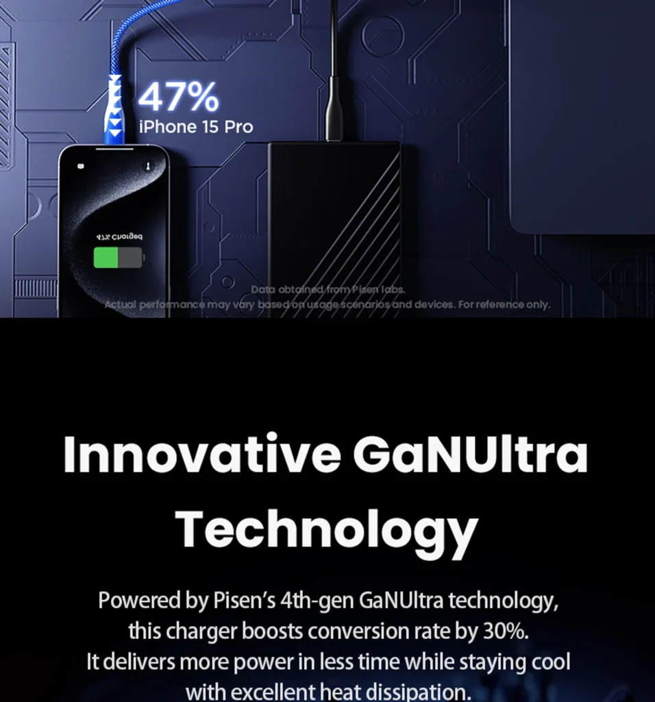 PISEN Gamer Utility 65W 4-Port GaNHub Fast Charger
