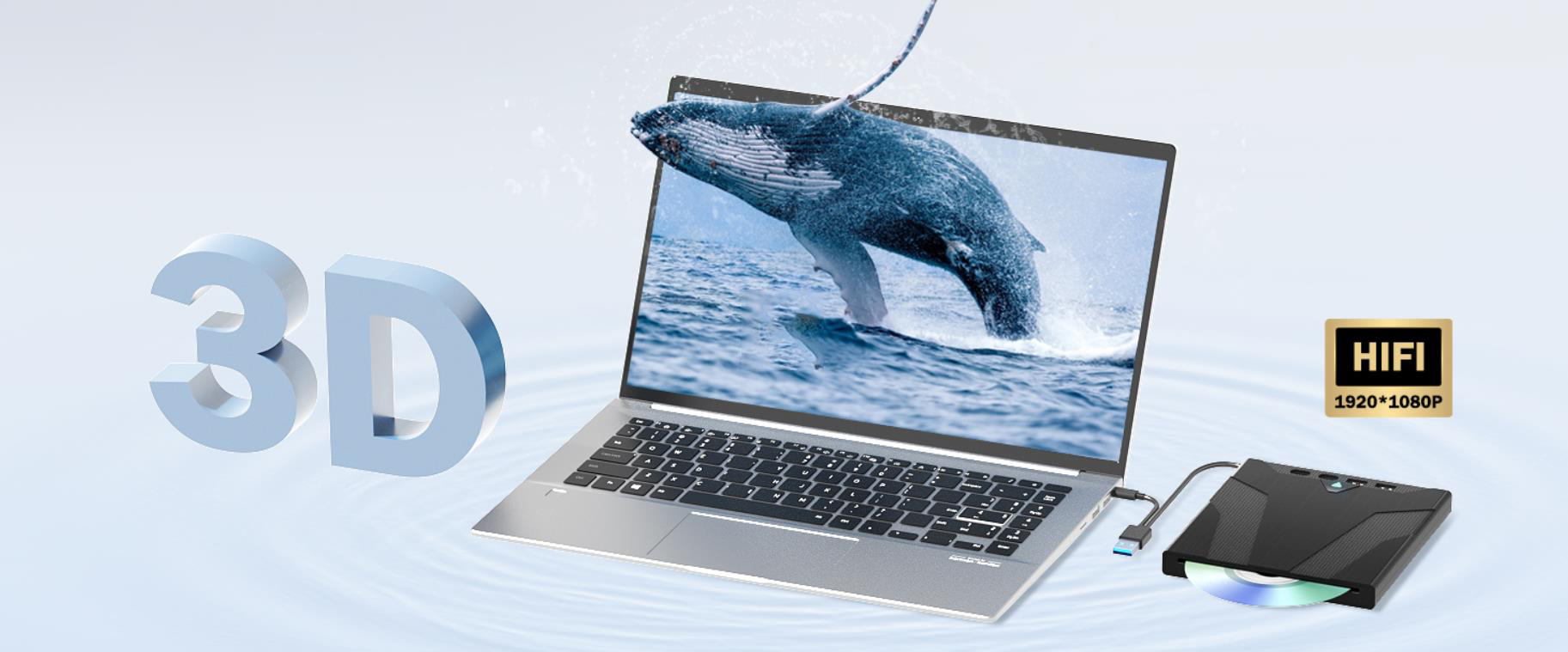 7-in-1 External Blu ray drive adopts a suction type design, which can be plugged in and quickly read