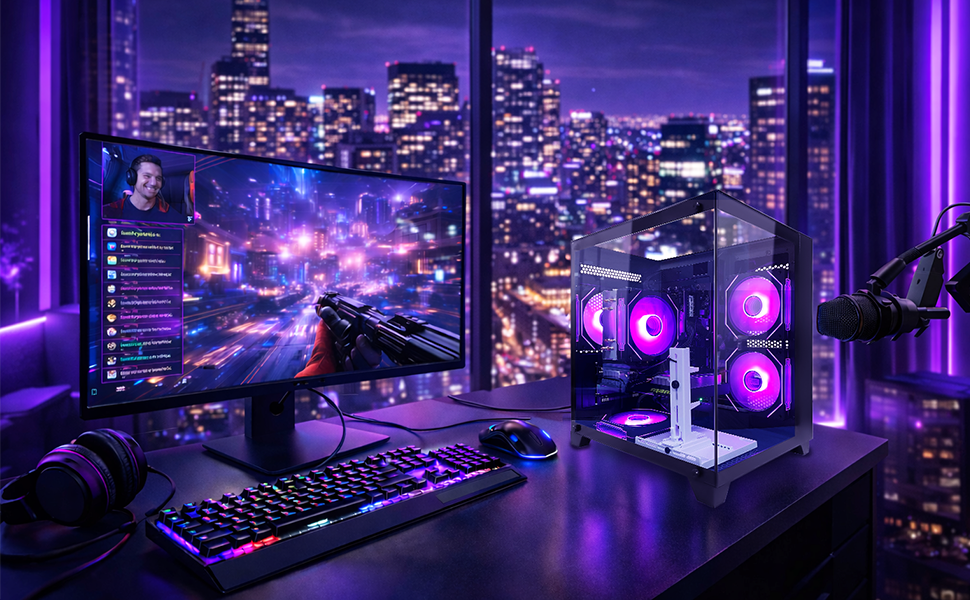 Suevery Gaming PC Desktop - Intel Core i5-12400F, NVIDIA RTX 3050 8GB, 16GB DDR4, 1TB NVMe SSD, WiF