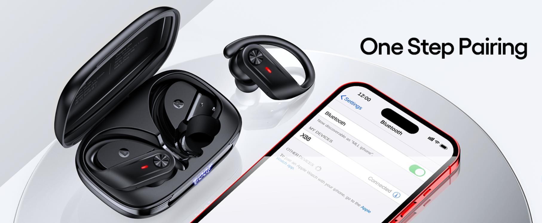 Bluetooth Headphones, Wireless Earbuds 80Hrs Playtime, IPX7 Waterproof Digital Display Sport Ear Bud