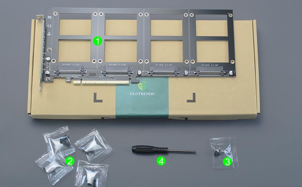 Quad U.2 to PCIe X16 Adapter