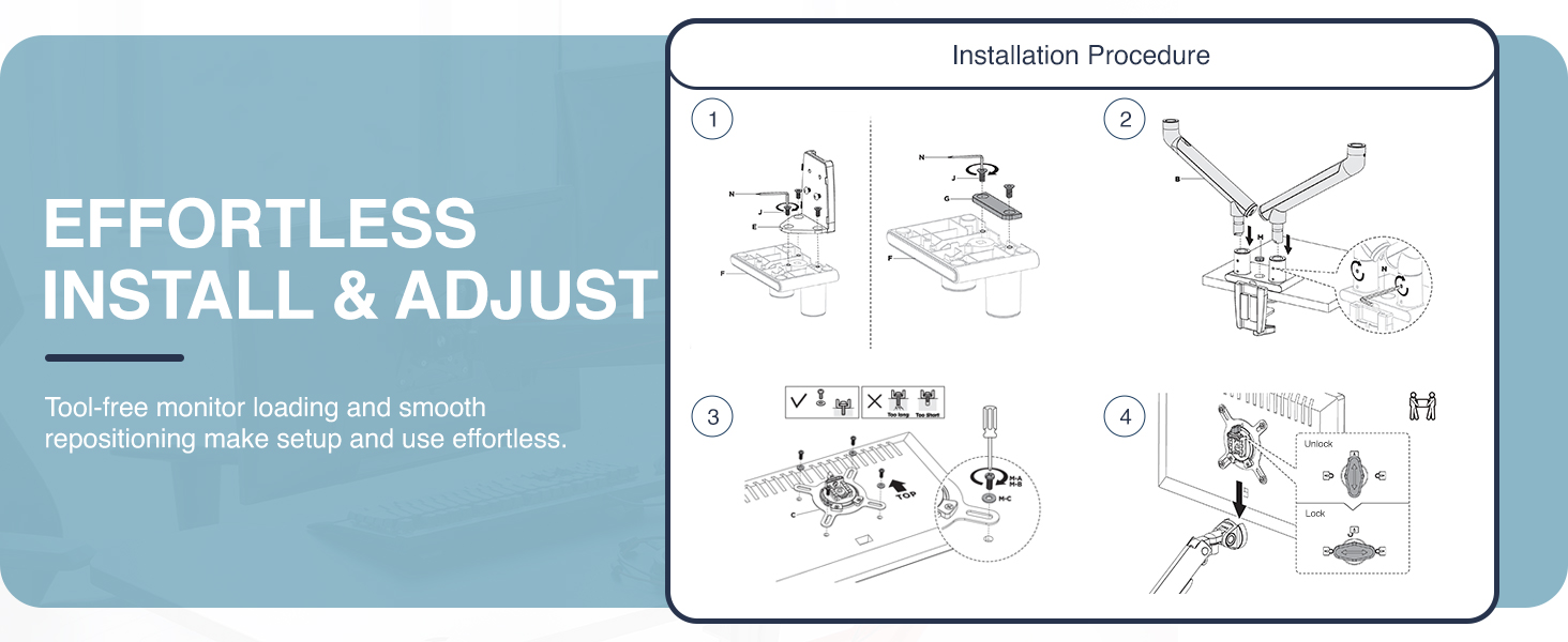 slim monitor arm, dual monitor arm, minimalist monitor mount, low-profile, VESA mount, ergonomic