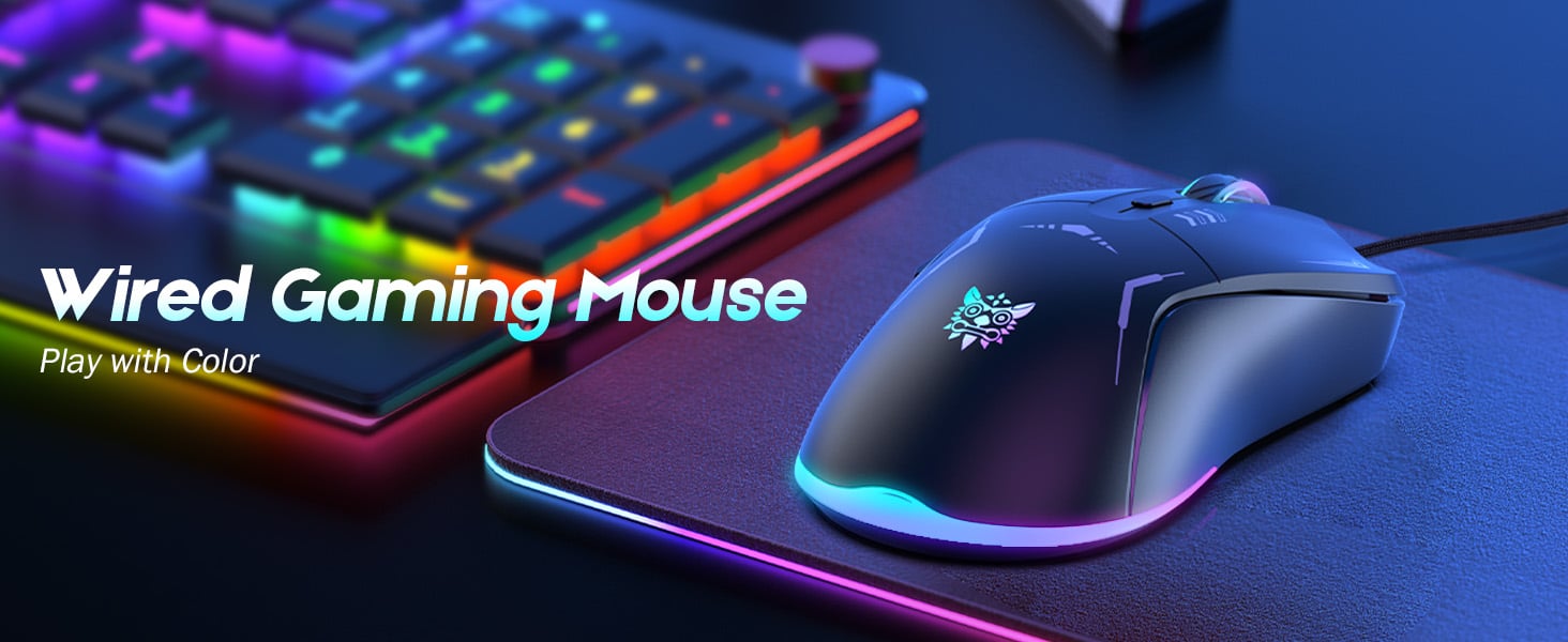 Hitoor Wired Gaming Mouse, PC Computer Mice USB Wired Gaming Mouse with RGB Modes, 4 Adjustable DPI