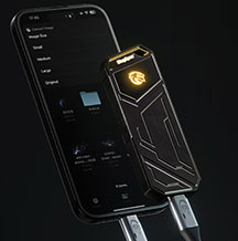 Smartphone connected via USB Type-C to KingSpec SSD