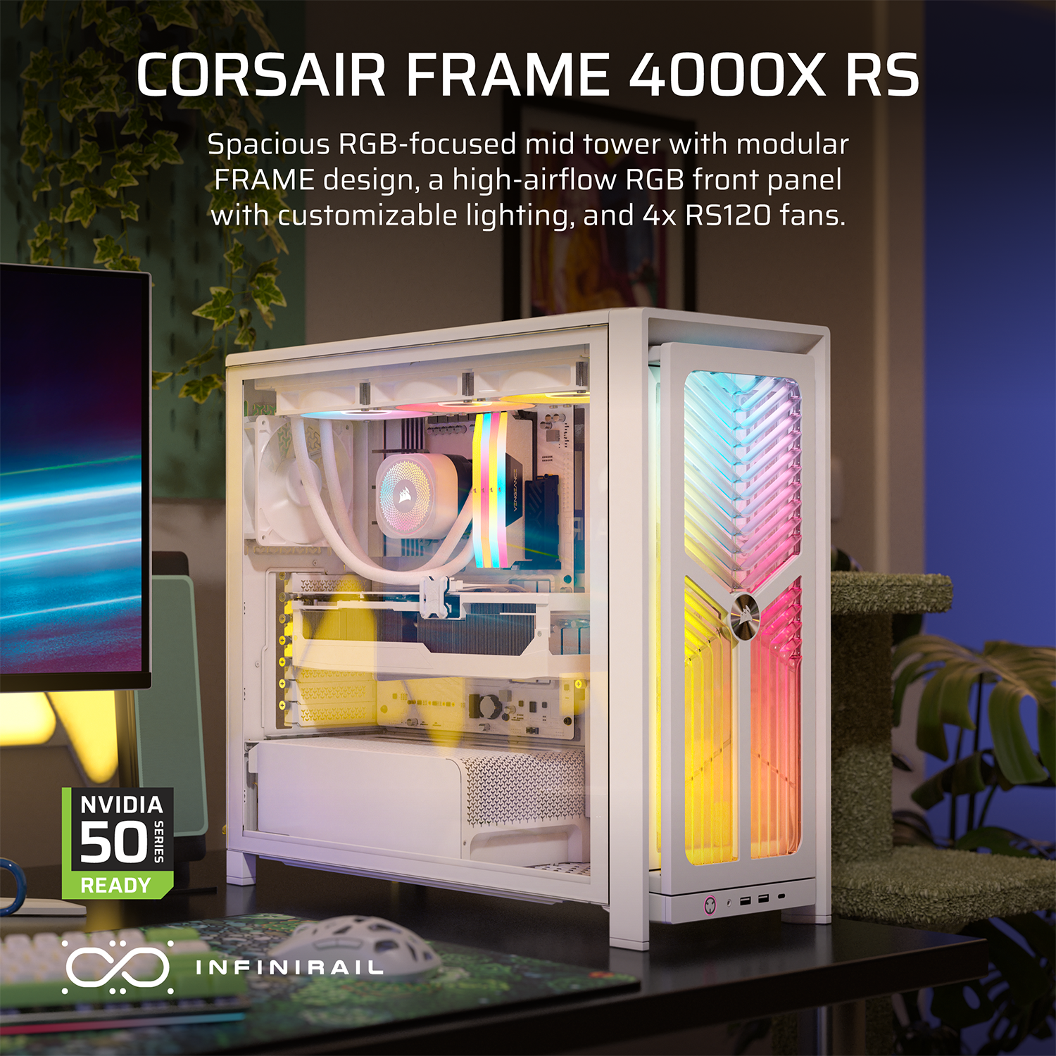 CORSAIR 4000X RS Mid-Tower PC Case - White
