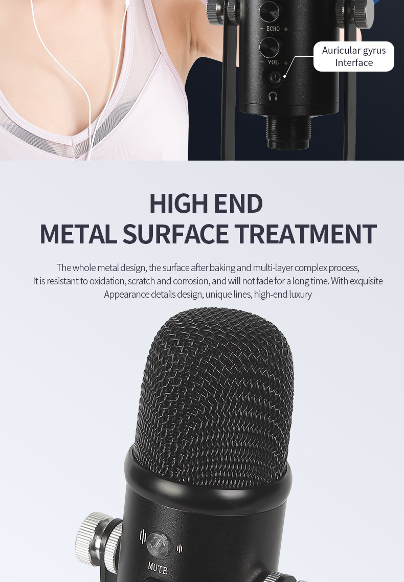 USB Streaming Podcast PC Microphone Studio Cardioid Condenser