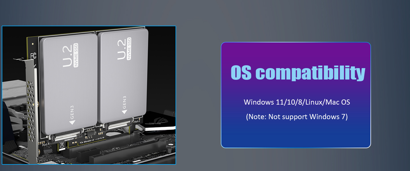 Dual U.2 to PCIe 4.0 X8