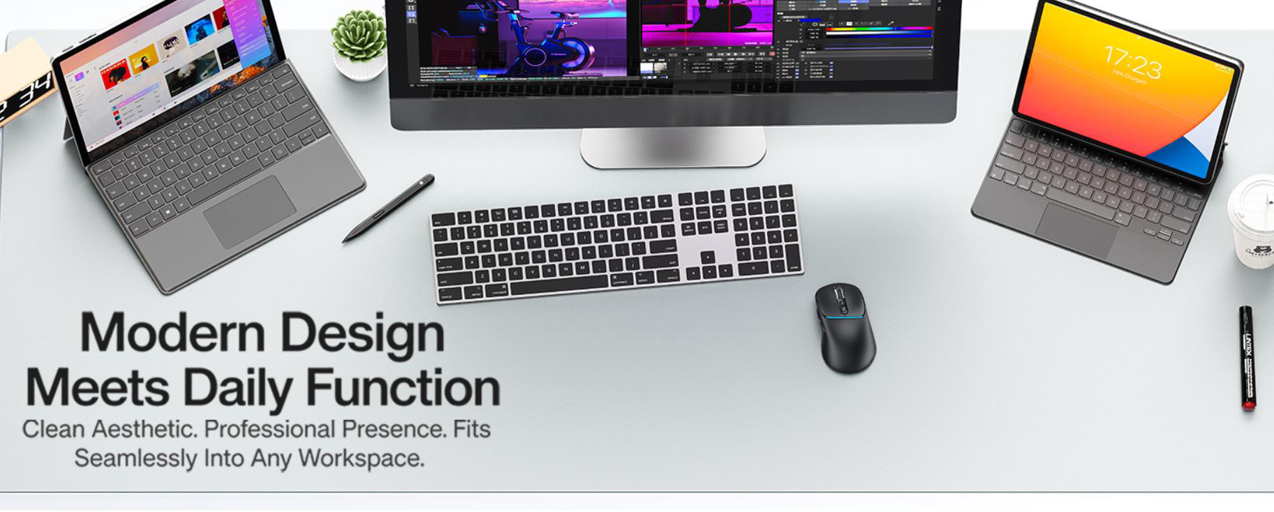 Bluetooth Wireless Mouse Dual Bluetooth & 2.4GHz USB Receiver, 4 DPI Levels