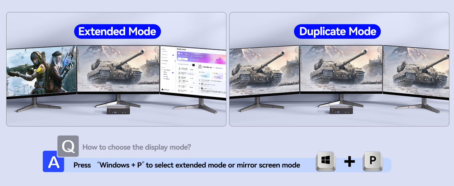 To make 3 monitors working, each computer will need 1 HDMI cable + 2 DP cables + 1 USB cable connect