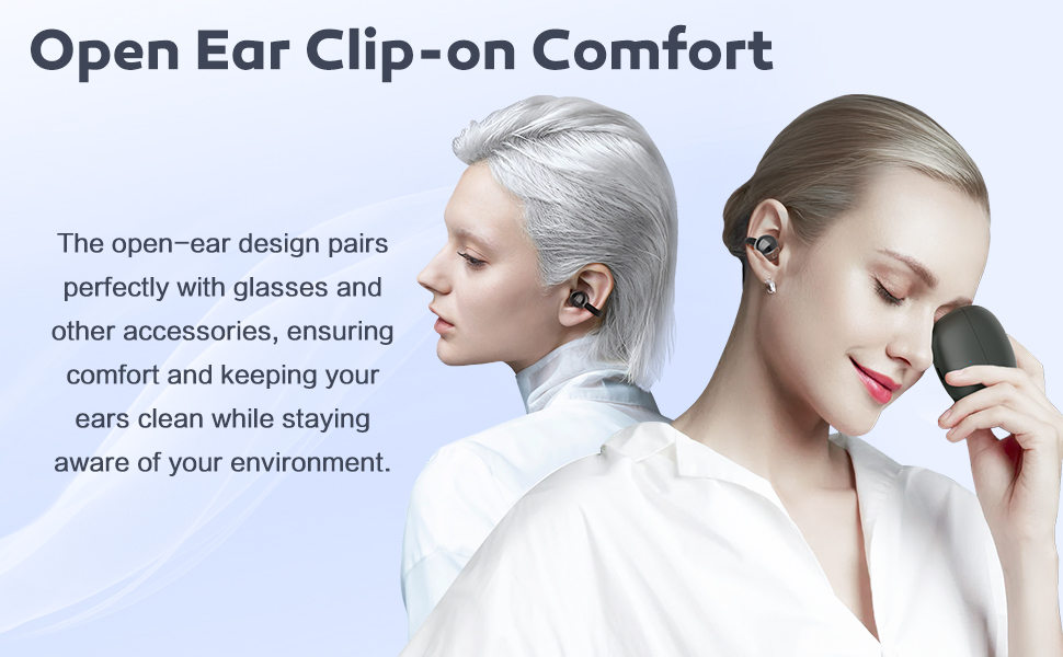 Open Ear Earbuds, Air Conduction Headphones Wireless Earbuds Bluetooth 5.4 Earphones, Clip on Headph